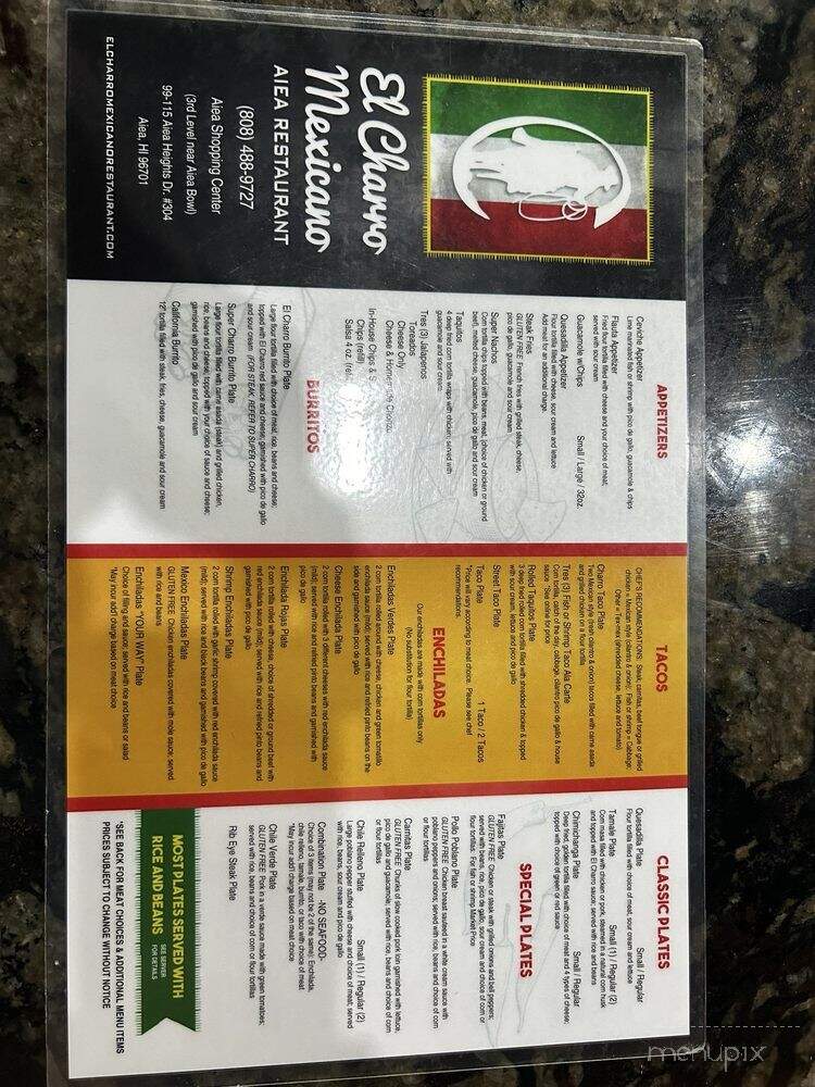 El Charro II Mexican & Seafood - Aiea, HI menu_pic