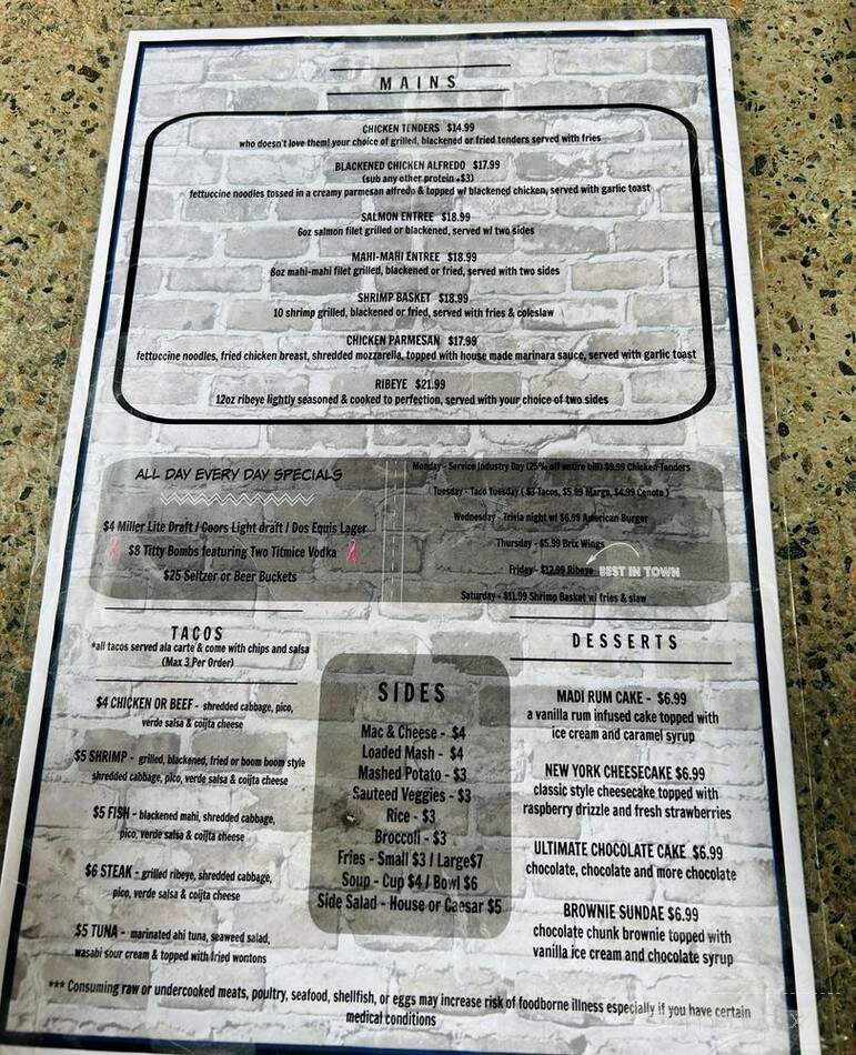 Brix - Jacksonville Beach, FL menu_pic