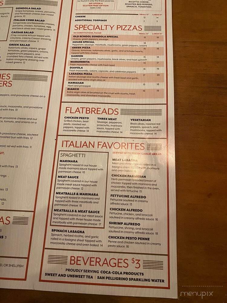 Gondola House Pizzeria - Hermitage, TN menu_pic