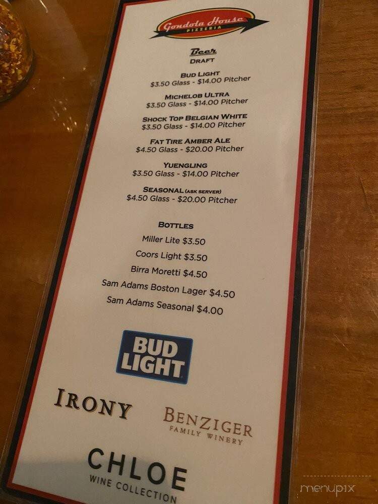 Gondola House Pizzeria - Hermitage, TN menu_pic