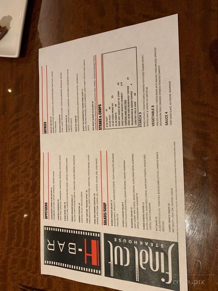 Final Cut Steakhouse - Lawrenceburg, IN menu_pic