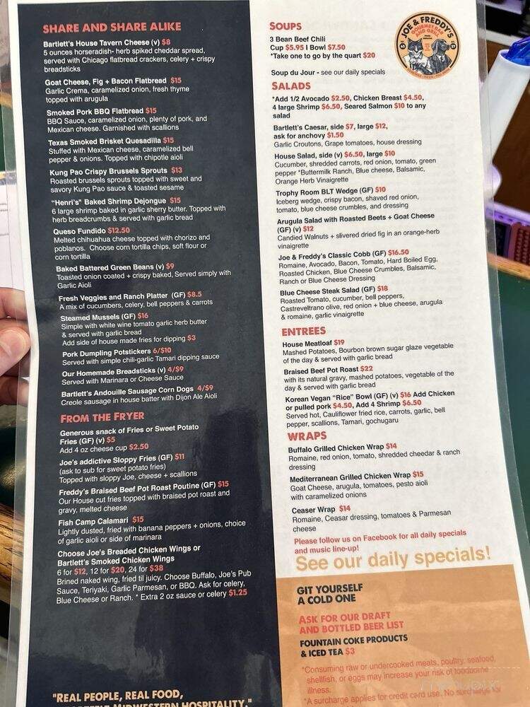 Joe's Bar & Grill - Michigan City, IN menu_pic