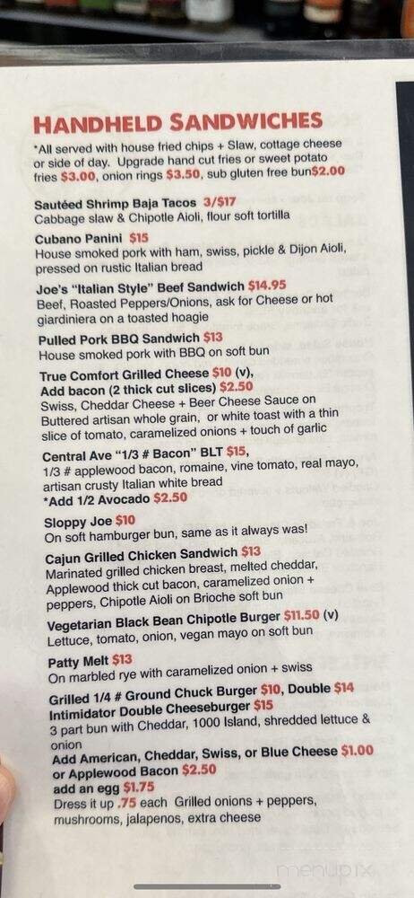 Joe's Bar & Grill - Michigan City, IN menu_pic