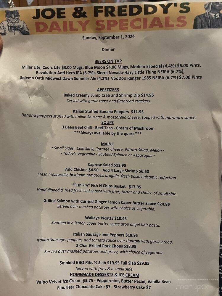 Joe's Bar & Grill - Michigan City, IN menu_pic