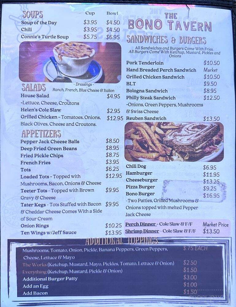 Bono Tavern - Martin, OH menu_pic