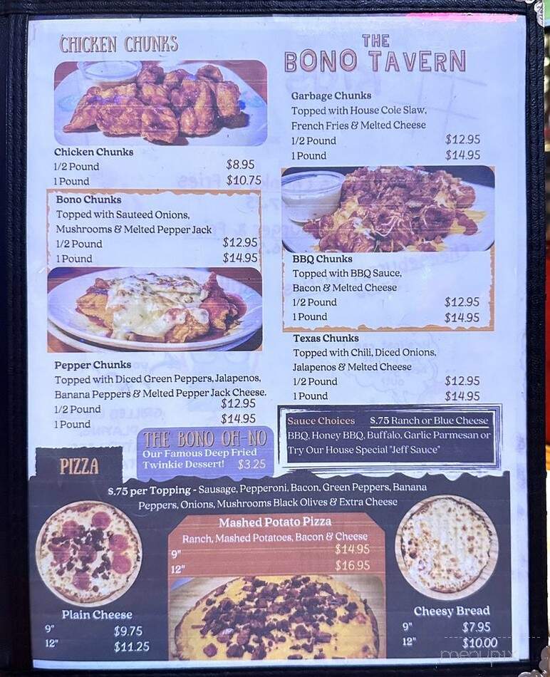 Bono Tavern - Martin, OH menu_pic