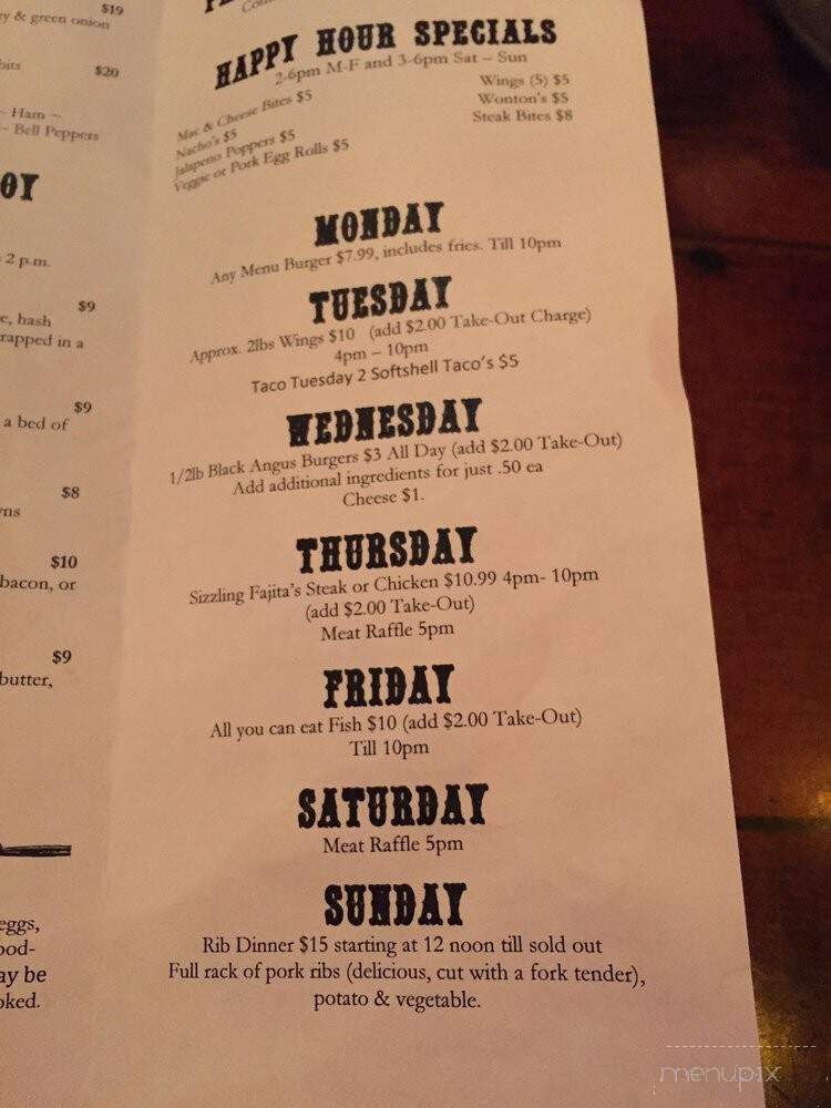 Cowboy Bar & Grill - Circle Pines, MN menu_pic