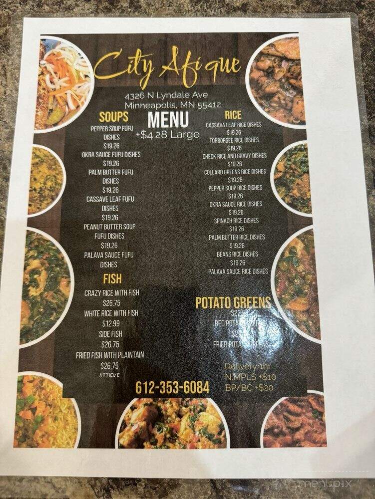 City Afrique - Minneapolis, MN menu_pic