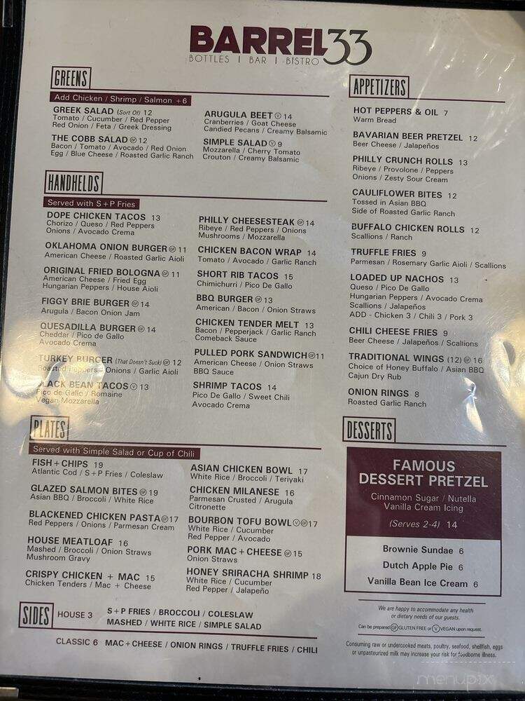 Opus Twenty One - Warren, OH menu_pic
