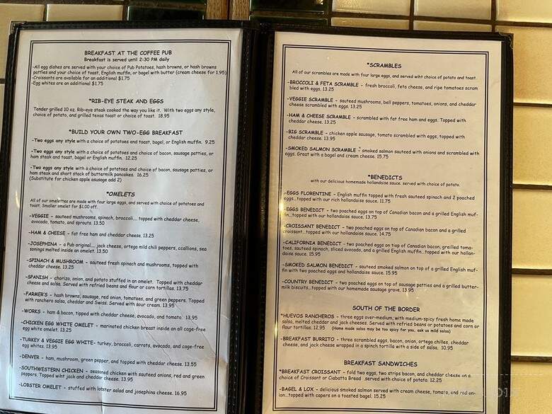 Red Feather Coffee Pub - Las Vegas, NV menu_pic