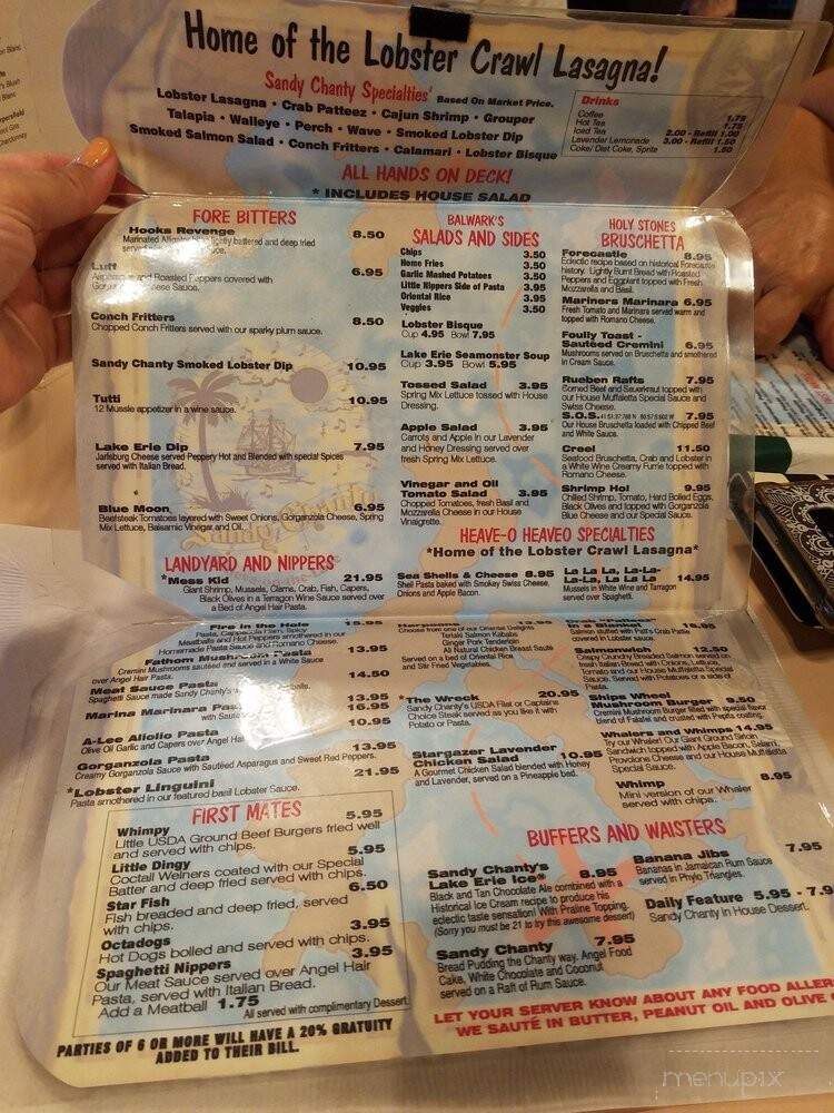 Sandy Chanty - Geneva, OH menu_pic