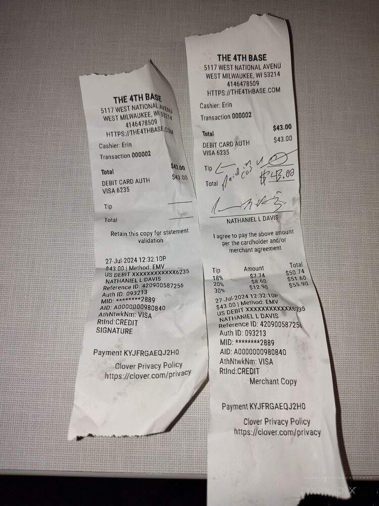 Fourth Base - Milwaukee, WI menu_pic