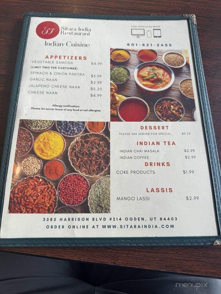 Sitara India - Ogden, UT menu_pic