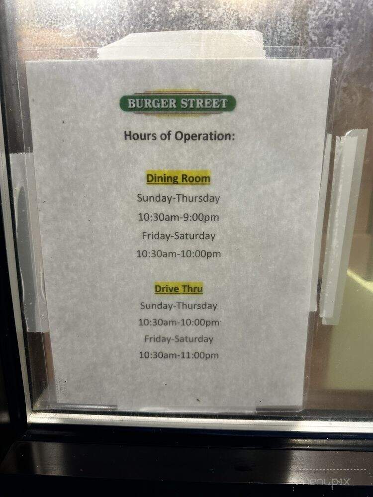 Burger Street - Arlington, TX menu_pic