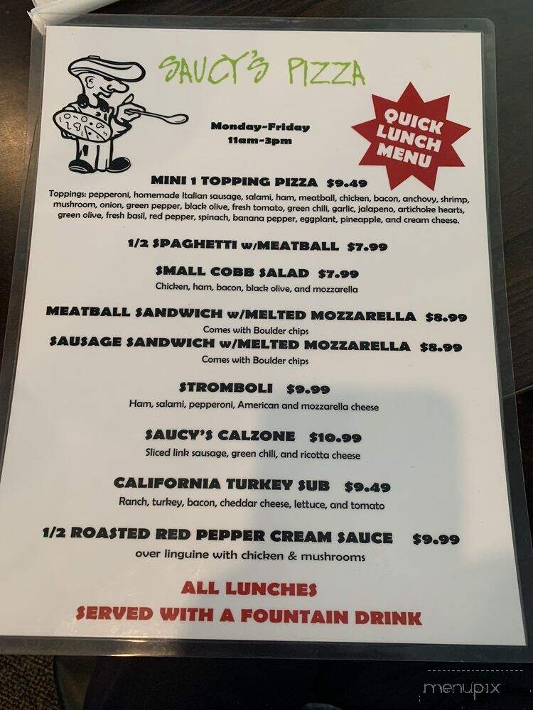 Saucy's Pizza - Littleton, CO menu_pic