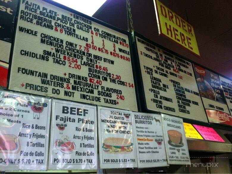 Taqueria Pedritos - Dallas, TX menu_pic