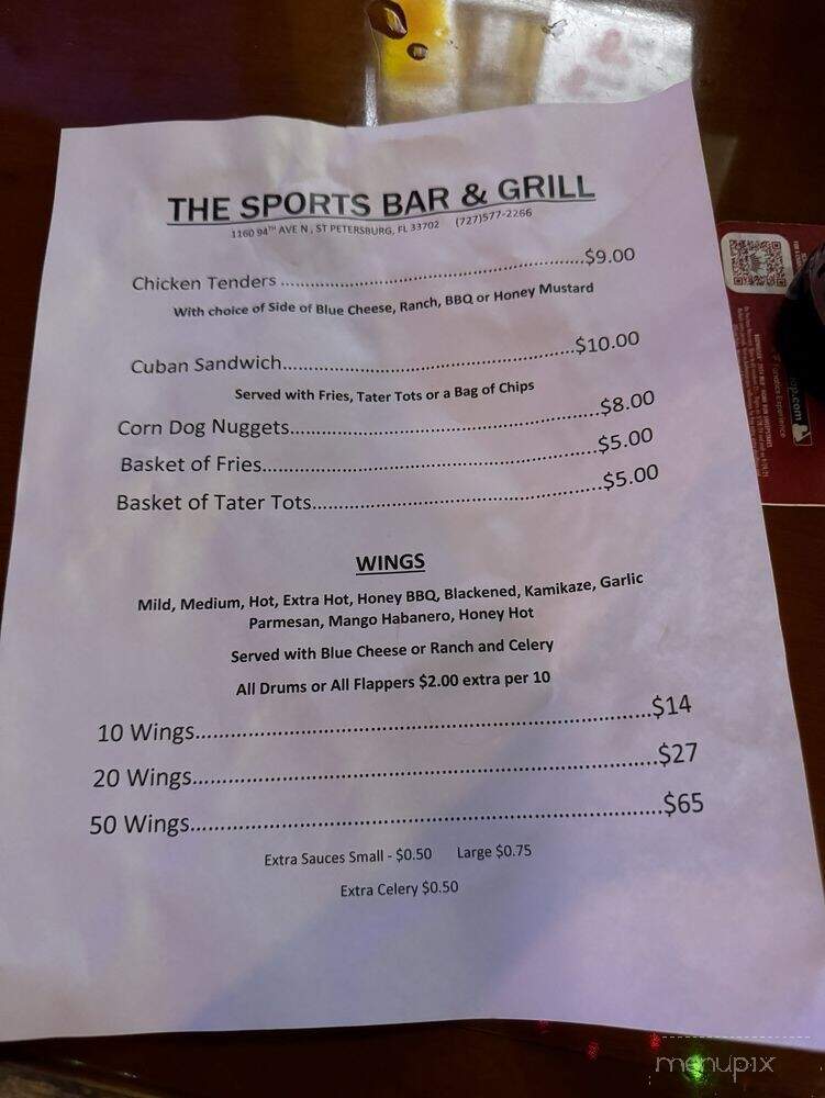 Sports Bar & Grill - St Petersburg, FL menu_pic