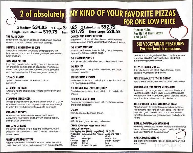 Demetris Pizza - Calgary, AB menu_pic