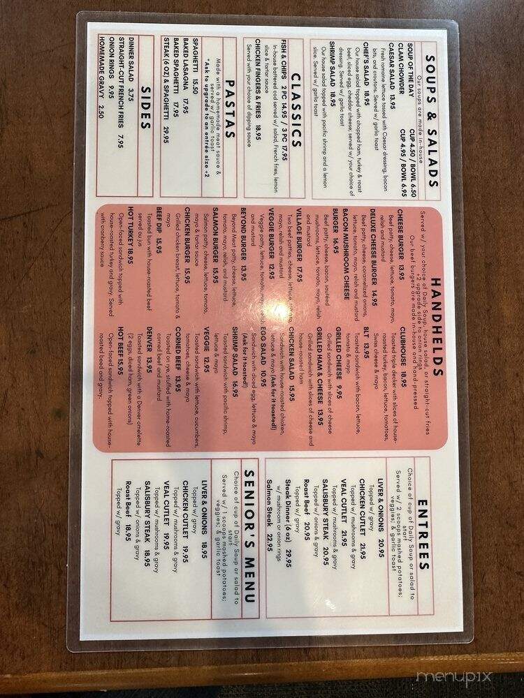 Village Restaurant - Sechelt, BC menu_pic