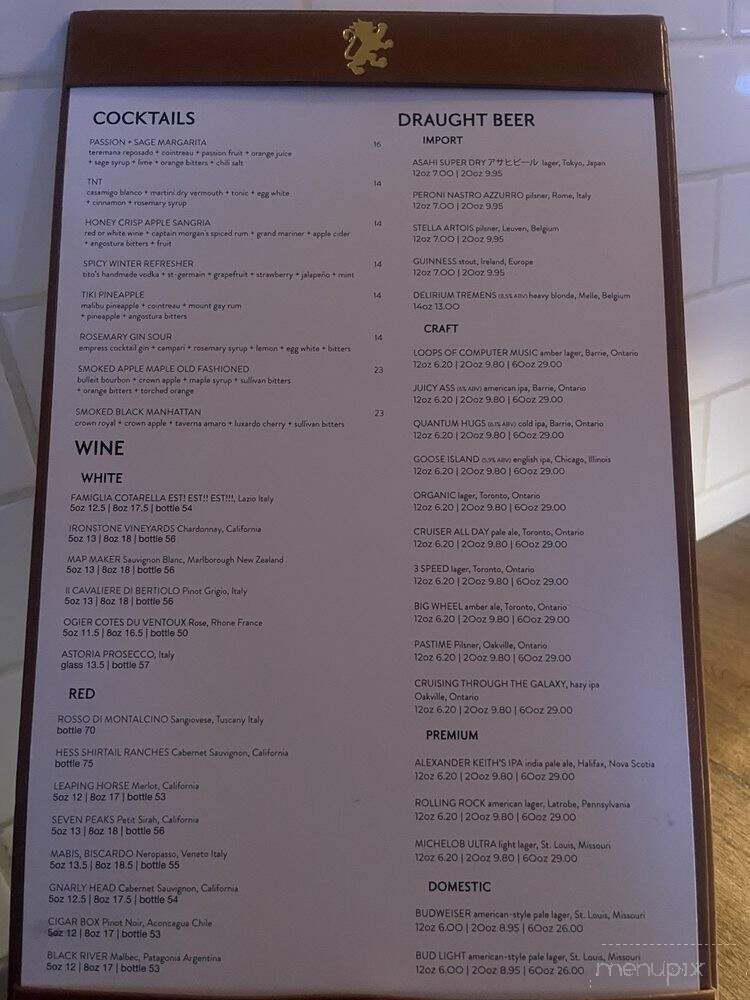 The King's Arms - Oakville, ON menu_pic