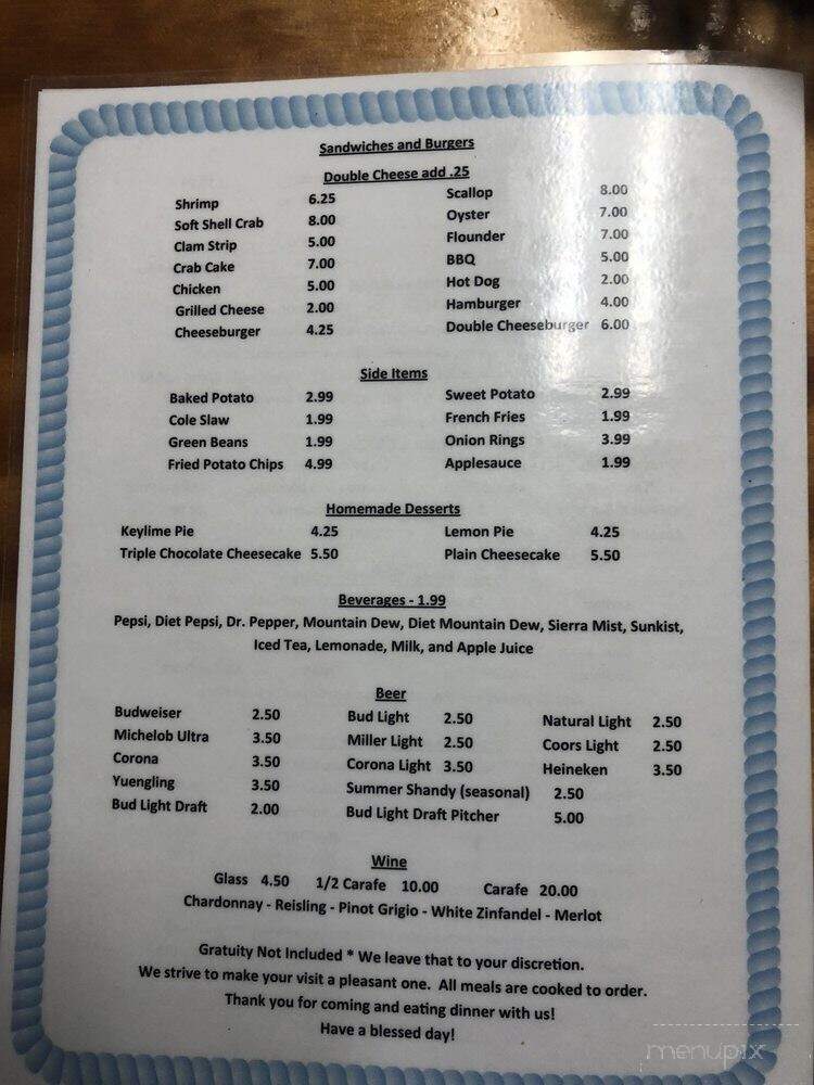 Scully's Crab Shack - Midland, ON menu_pic