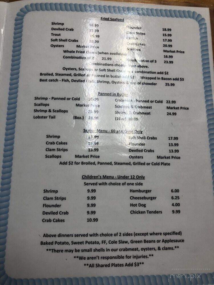 Scully's Crab Shack - Midland, ON menu_pic