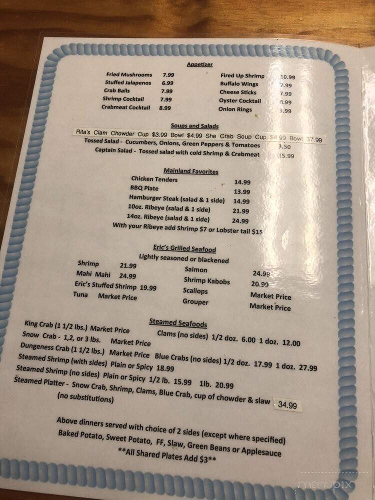Scully's Crab Shack - Midland, ON menu_pic