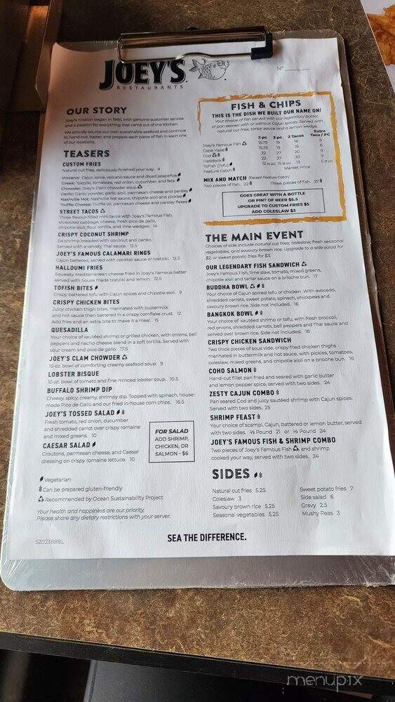 Joey's Only Seafood Restaurants - Edmonton, AB menu_pic