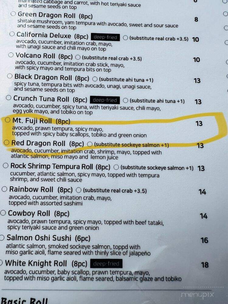 Taste of Tokyo - Sidney, BC menu_pic