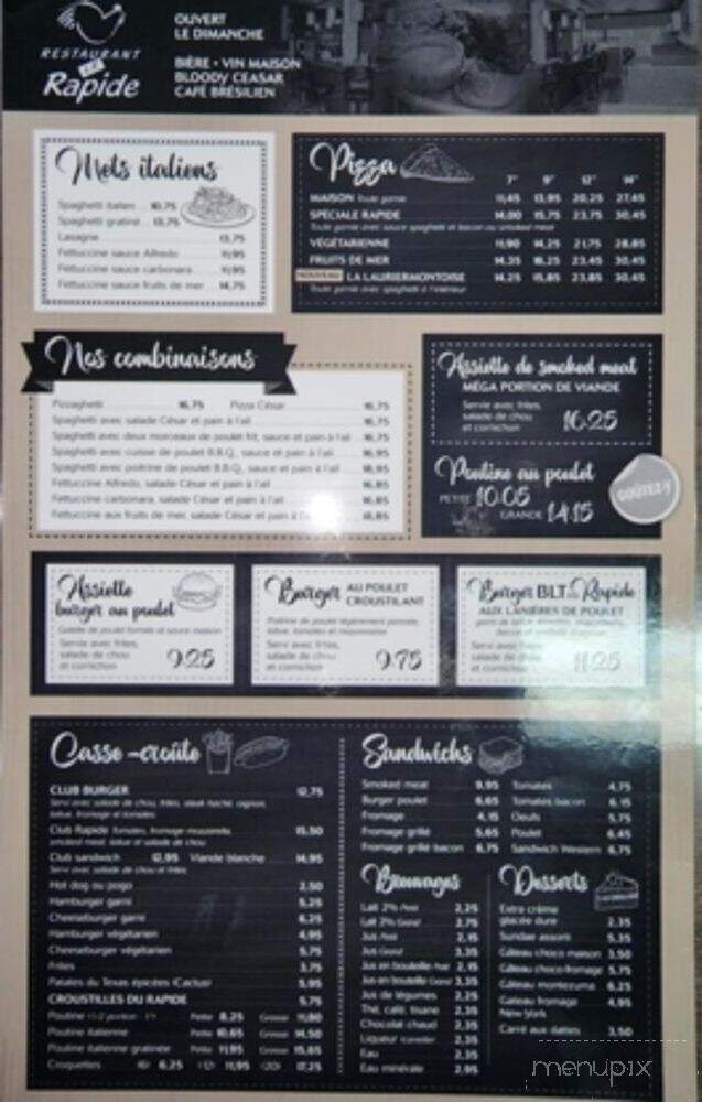 Restaurant Le Rapide - Mont-Laurier, QC menu_pic