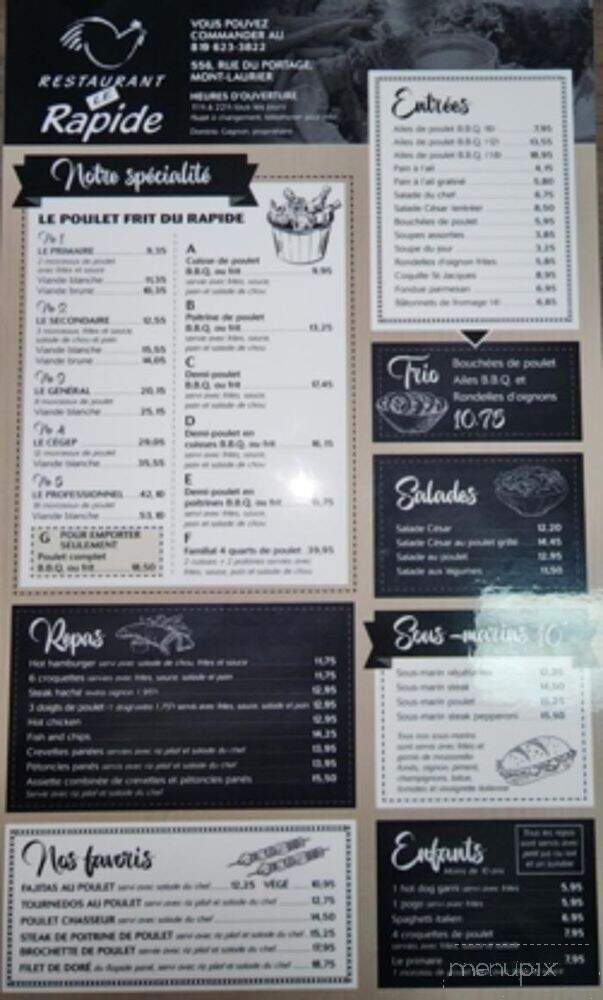 Restaurant Le Rapide - Mont-Laurier, QC menu_pic