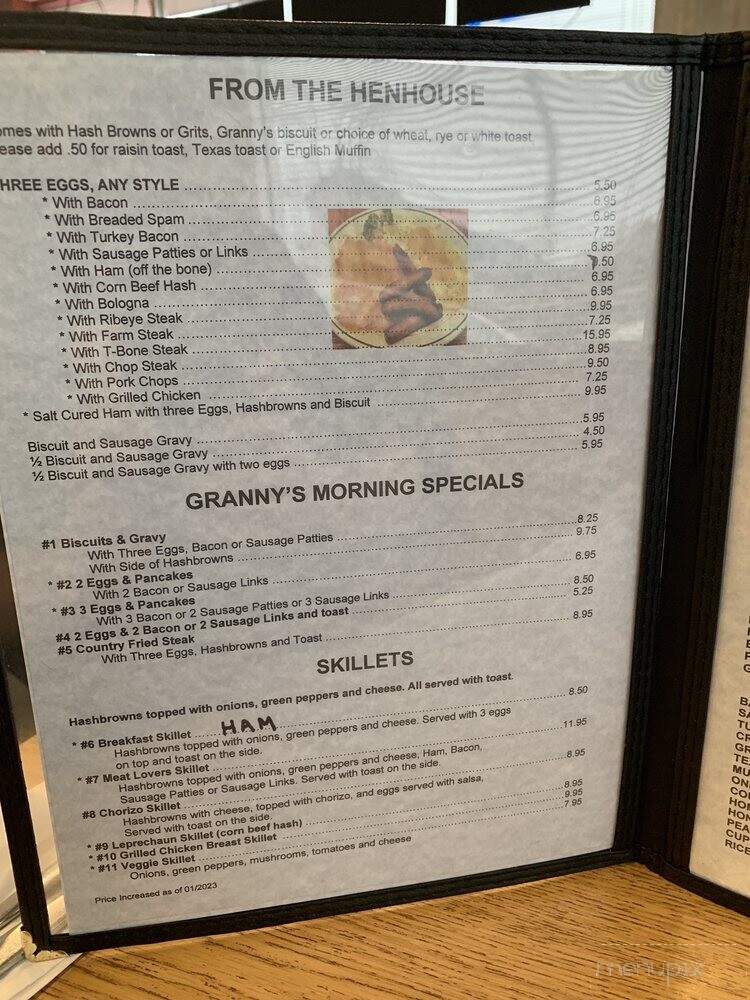 Granny's Country Kitchen - Justice, IL menu_pic