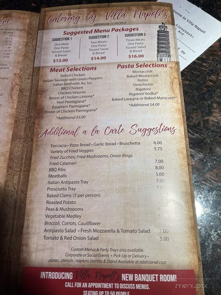 Villa Napoli Pizzeria - Norridge, IL menu_pic