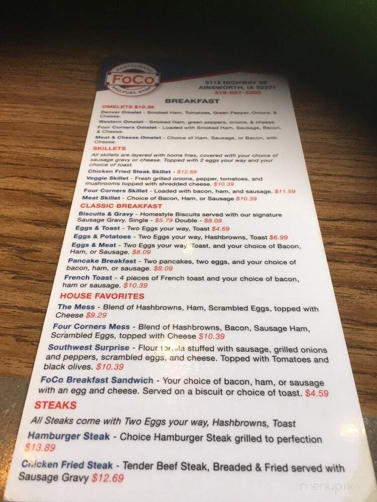 Ainsworth Four Corners Restaurant - Ainsworth, IA menu_pic