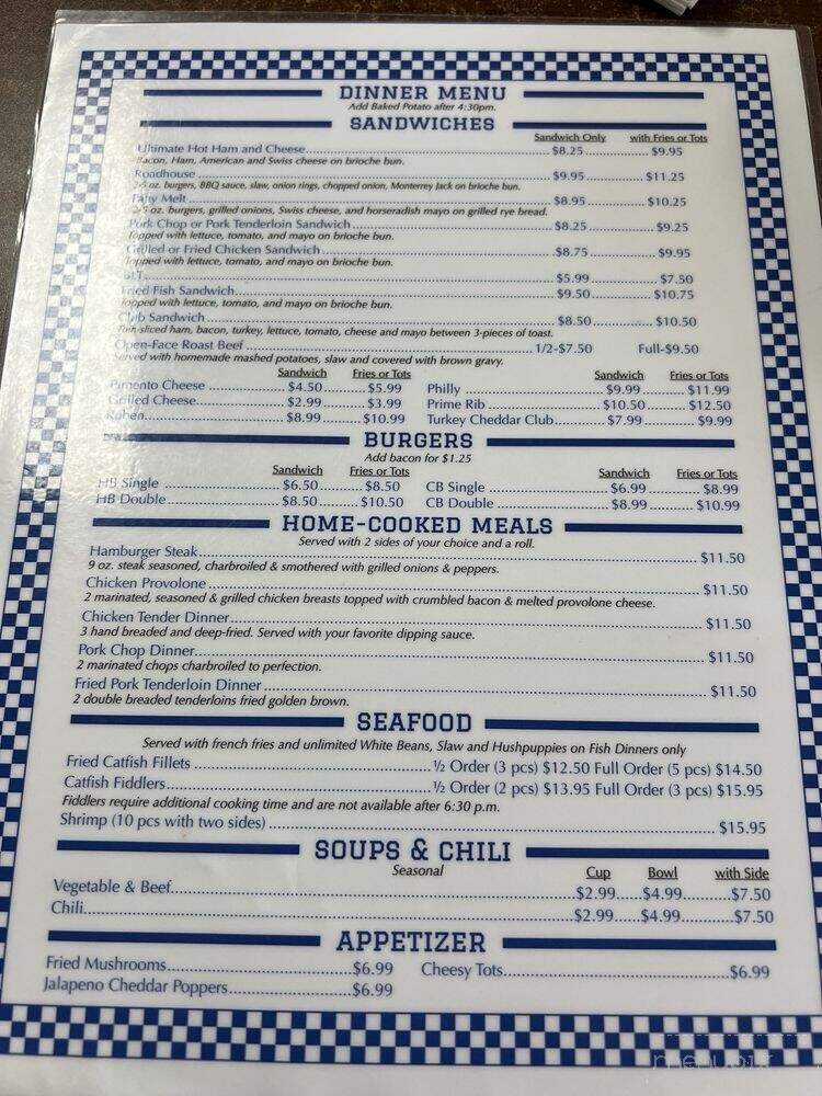 Blue and White Grill - Hazel, KY menu_pic