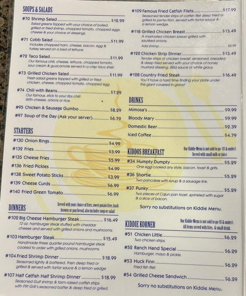 Pitt Grill - Lake Charles, LA menu_pic