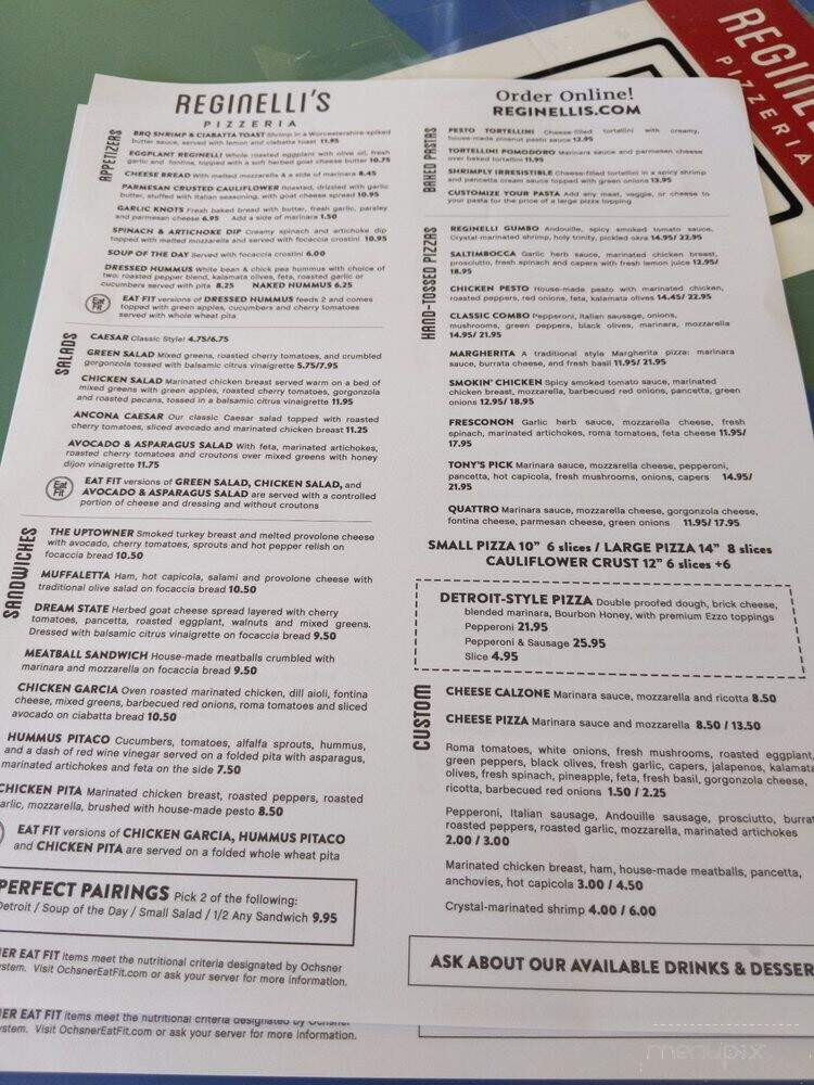 Reginelli's Pizzeria - Harahan, LA menu_pic