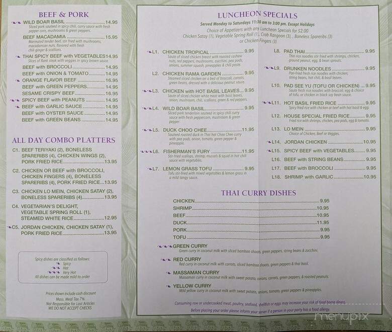 Cafe Asiana - Braintree, MA menu_pic