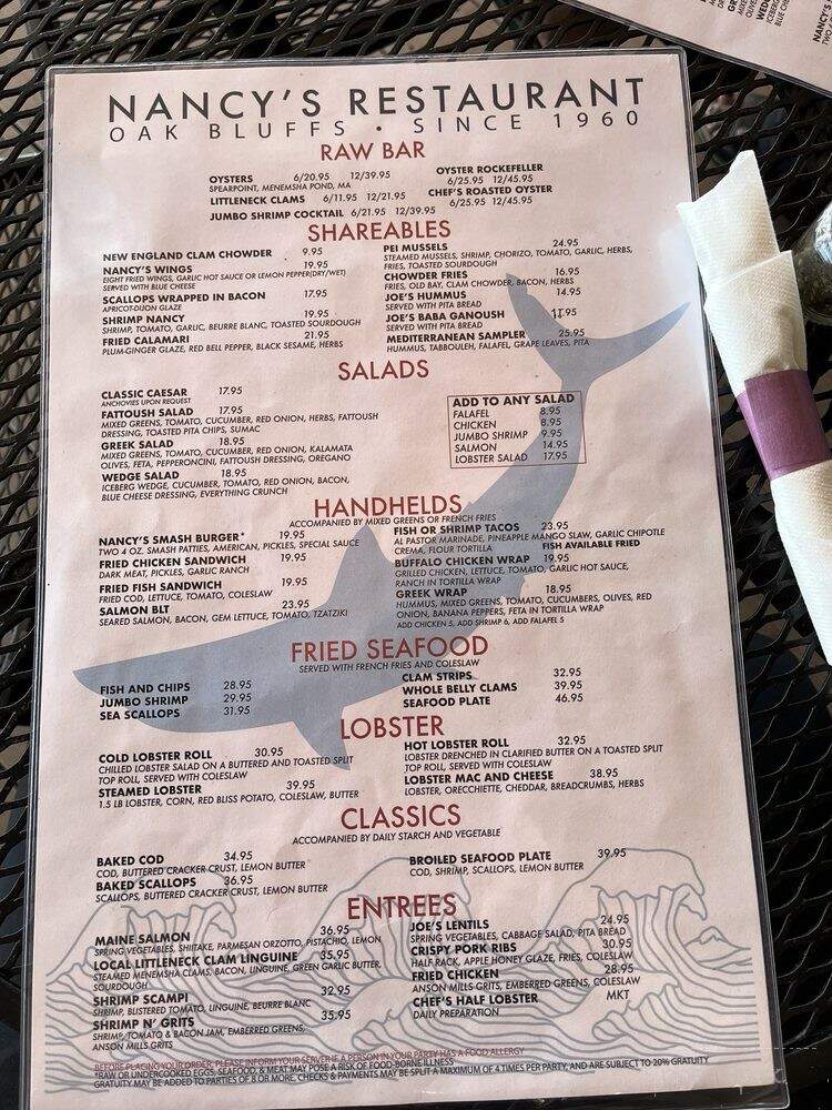 Nancy's Snack Bar - Vineyard Haven, MA menu_pic