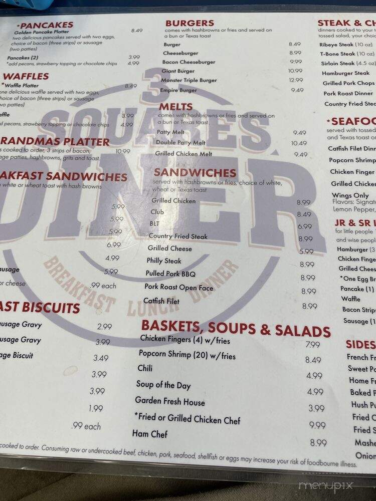 3 Squares Diner - Sylvester, GA menu_pic