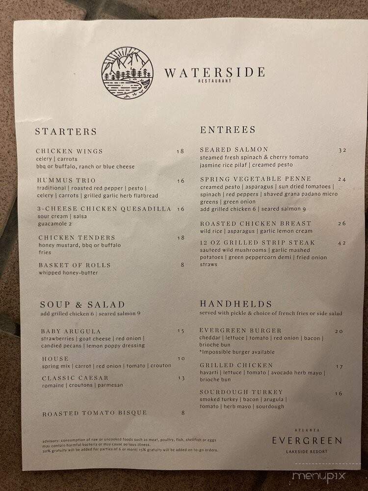 Waterside Restaurant - Stone Mountain, GA menu_pic