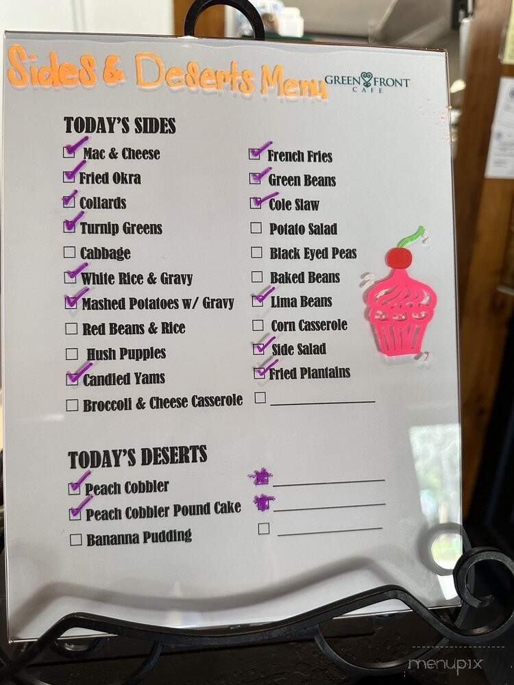 Green Front Cafe - Stockbridge, GA menu_pic
