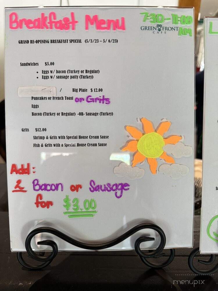 Green Front Cafe - Stockbridge, GA menu_pic