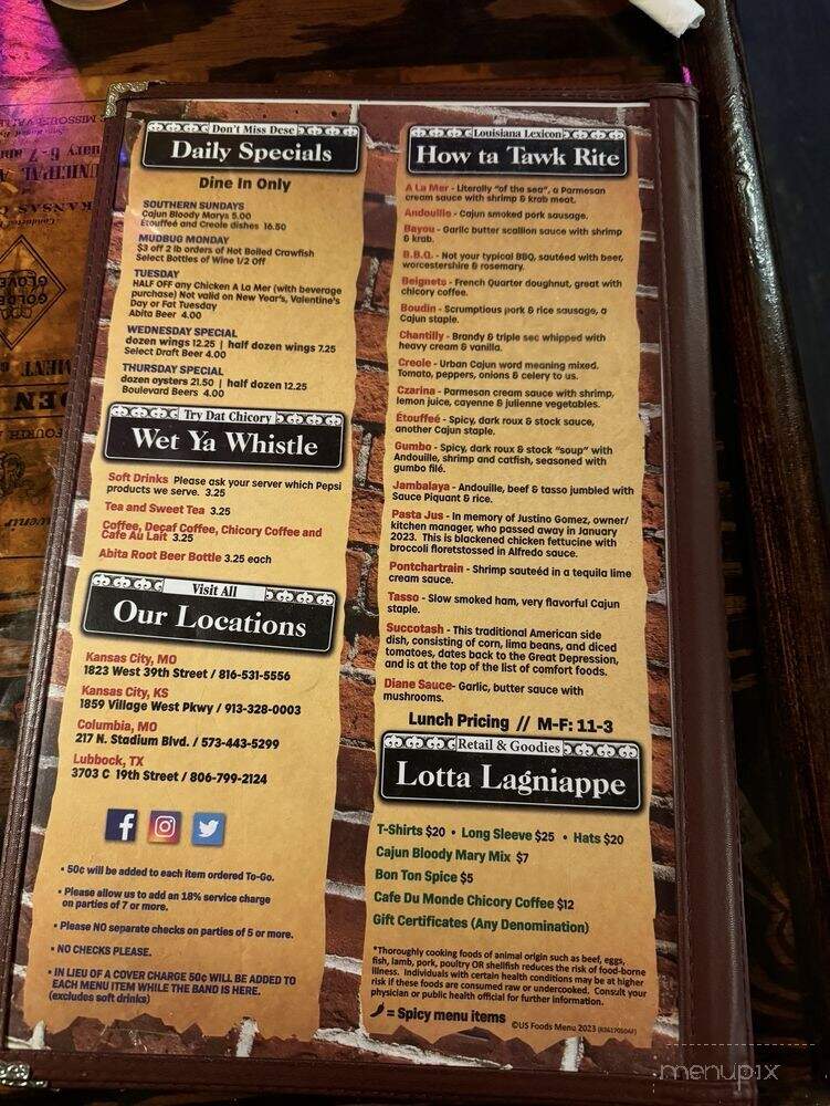 Jimmy's Jigger - Kansas City, MO menu_pic