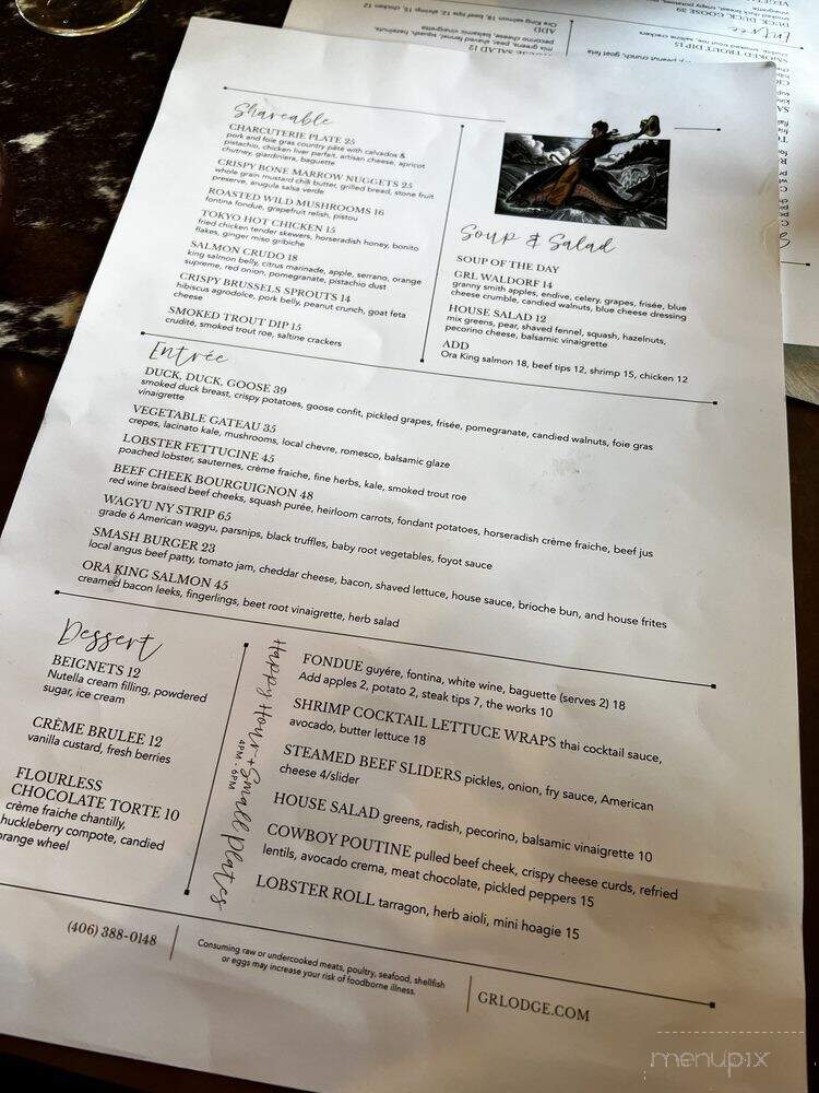 Gallatin River Lodge - Bozeman, MT menu_pic