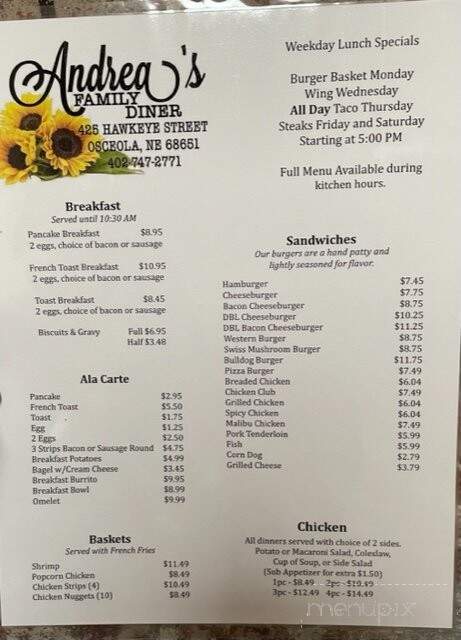 Terry's Drive-In - Osceola, NE menu_pic