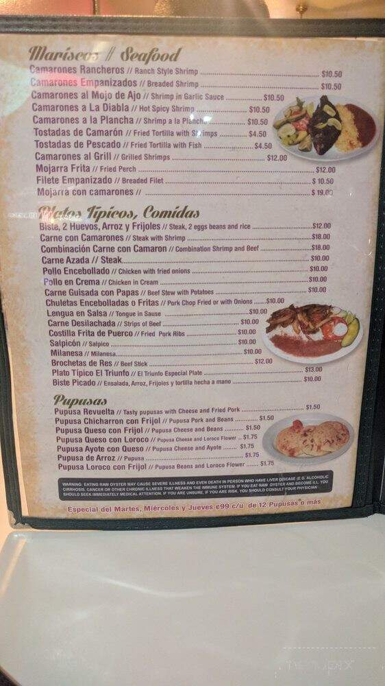 El Triunfo Restaurant - Las Vegas, NV menu_pic