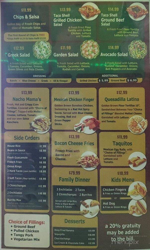 Nachos Mexican Grille - Lincoln, NH menu_pic
