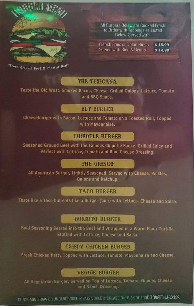 Nachos Mexican Grille - Lincoln, NH menu_pic