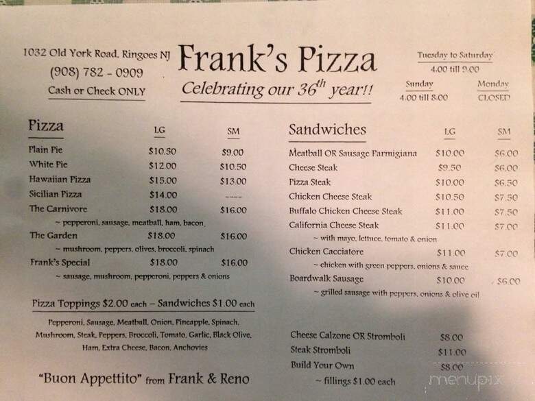 Frank's Pizzeria - Ringoes, NJ